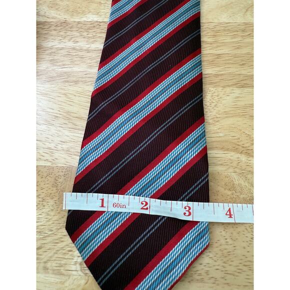 Borrelli Napoli Italian Men’s Silk Neck Tie Red Maroon Blue - Picture 9 of 10